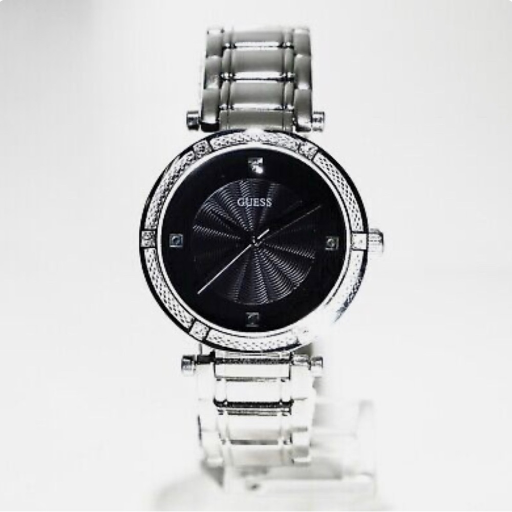 Stainless Black-Dial Diamonds Guess Watch
